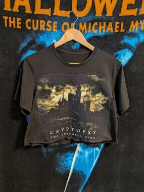 Custom Sewn "Cryptopsy" 'The Unspoken King' -  Black Crop Tee - Death Metal